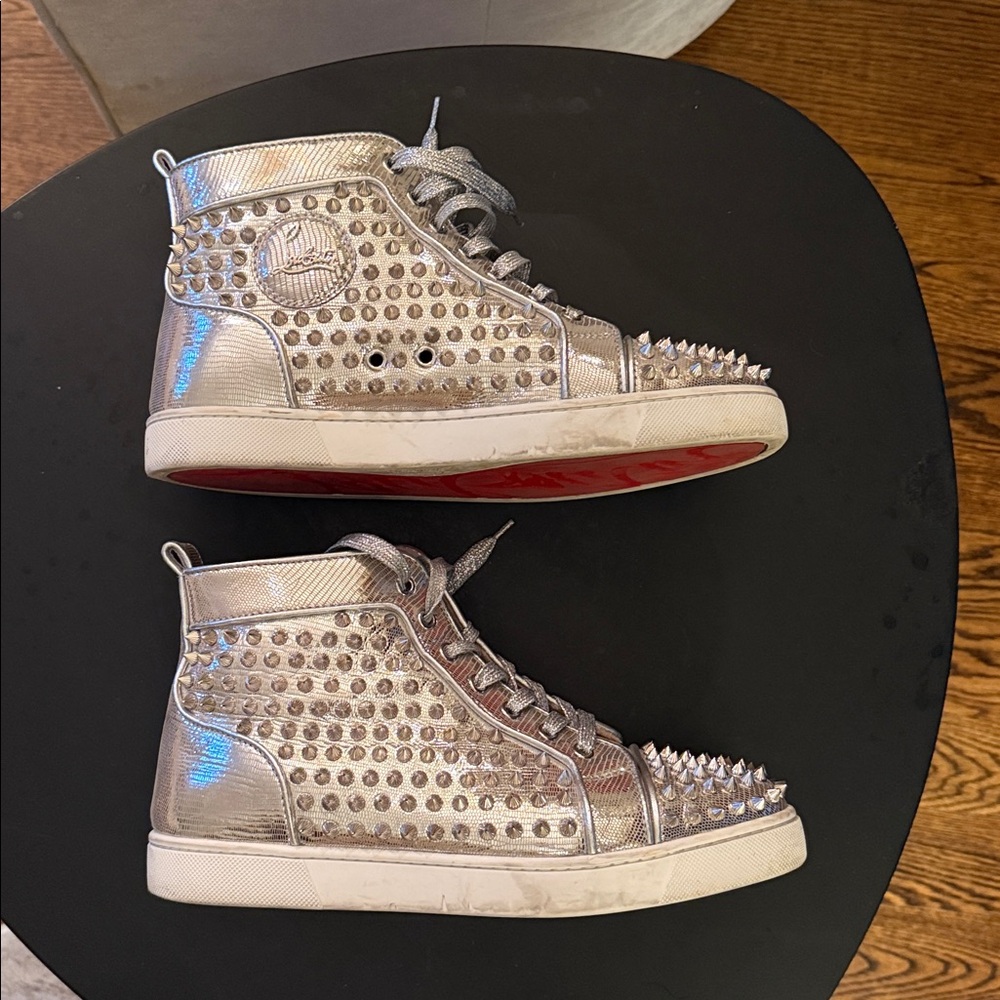 Christian Louboutin Silver Spiked Sneakers